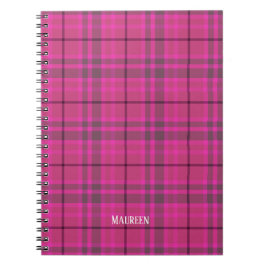rosa och lila av plaid-trendig med anpassningsbar anteckningsbok