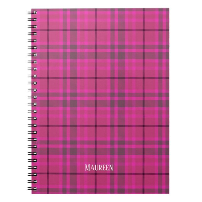 rosa och lila av plaid-trendig med anpassningsbar anteckningsbok (Framsidan)