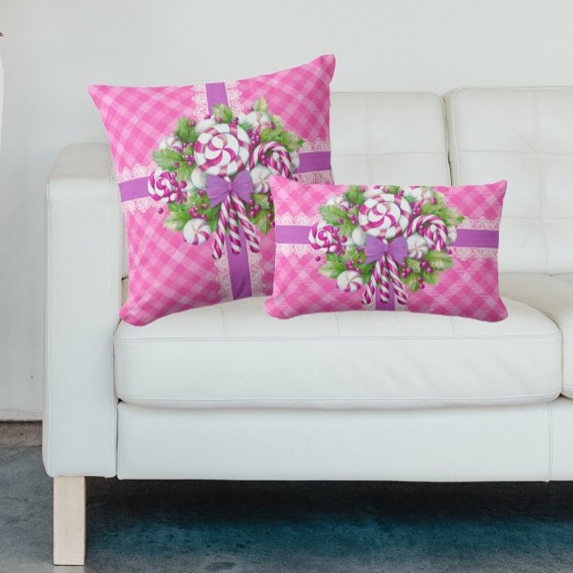 Rosa och Lila av sötningsmedel Lumbarkudde (Sweet as candy, these pink and purple pillows come in 3 sizes!)