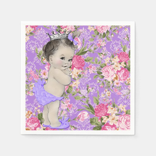 Rosa och lila babyfirande pappersservett (Framsidan)