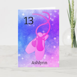 Rosa och Lila Ballet 13:e födelsedagskortet Kort