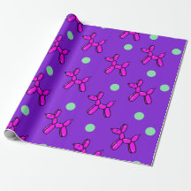 Rosa och Lila Ballon Hundar Wrapping Papper