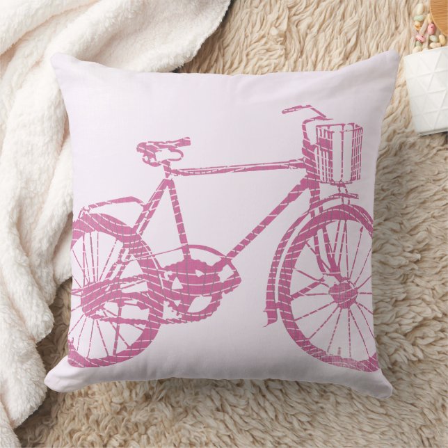 Rosa och Lila Bicycle Pillow Kudde (Filt)