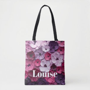 rosa och lila Blankdesign med enskilda namn Tygkasse