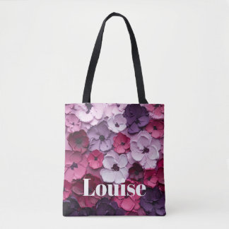 rosa och lila Blankdesign med enskilda namn Tygkasse