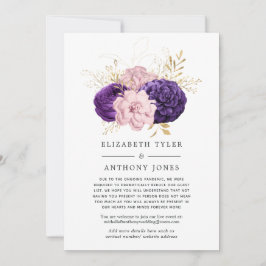 Rosa och Lila Blommigt Bröllop Reduced Guest List Meddelande