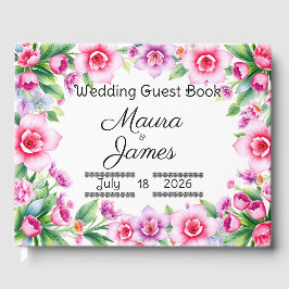 Rosa och Lila Blommigt Guest Bok