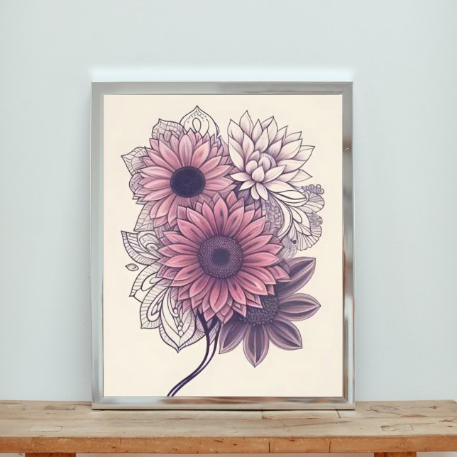Rosa och Lila Blommigt Mandala Art Fototryck (Skapare uppladdad)