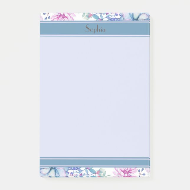 Rosa och Lila Blommigt och Succulents Post-it Block (Framsida)