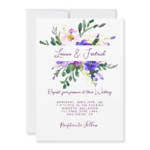 Rosa och lila blommigt personligt bröllp