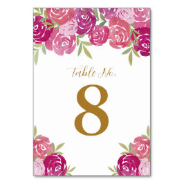 Rosa och Lila Blommigt Ro Löv White Bröllop Bordsnummer