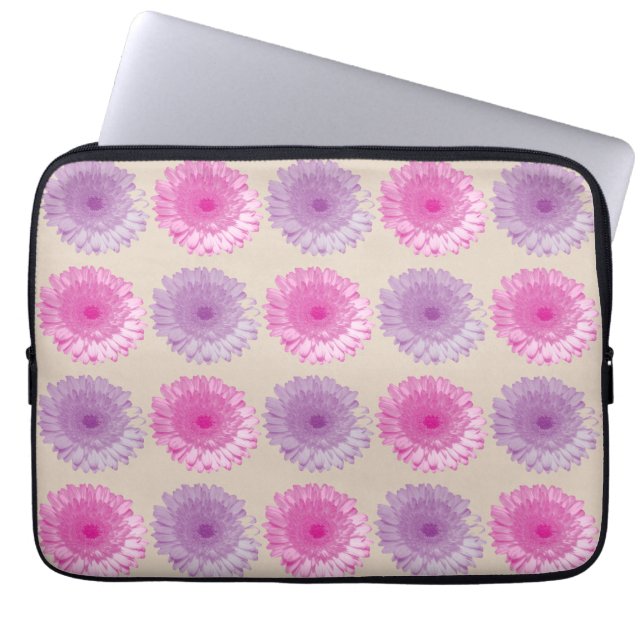 Rosa och lila blommönster av könsceller laptop sleeve (Framsidan)