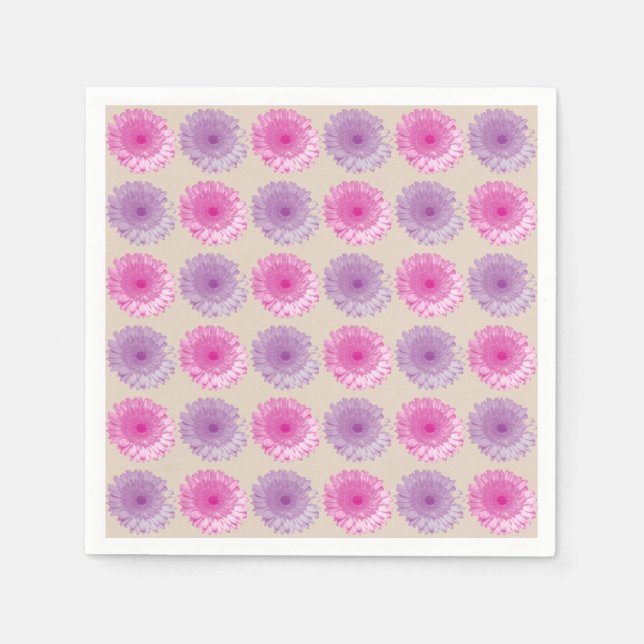 Rosa och lila blommönster av könsceller pappersservett (Framsidan)