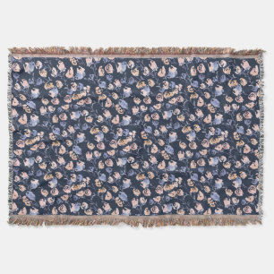 Rosa och Lila   Blommönster för vattenfärg Filt