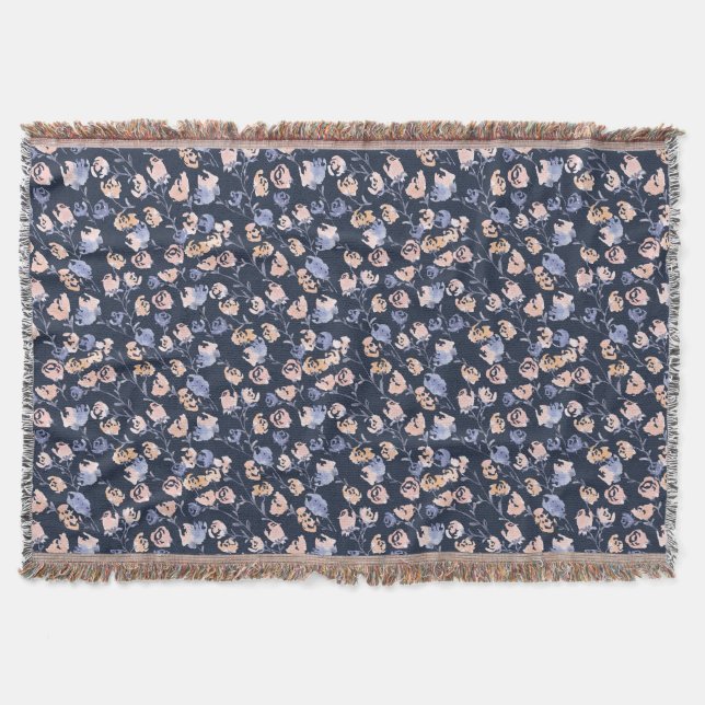 Rosa och Lila | Blommönster för vattenfärg Filt (Framsidan)