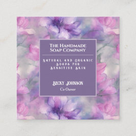 Rosa och Lila blommor Affärskort Fyrkantigt Visitkort