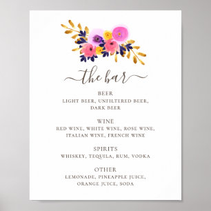 Rosa och lila blommor. Blommigt bröllop dricker pu Poster