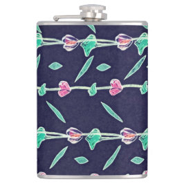 Rosa och lila blommor fickplunta