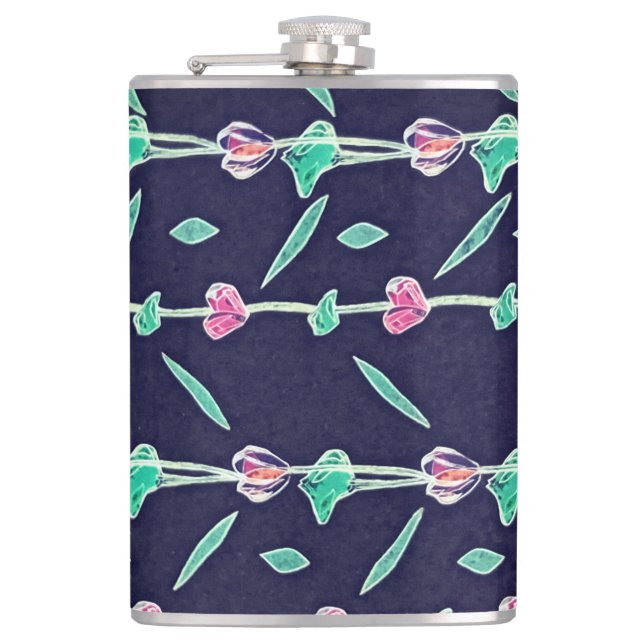 Rosa och lila blommor fickplunta (Framsidan)