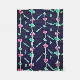 Rosa och lila blommor fleecefilt