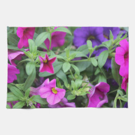 Rosa och Lila Blommor Kökshandduk