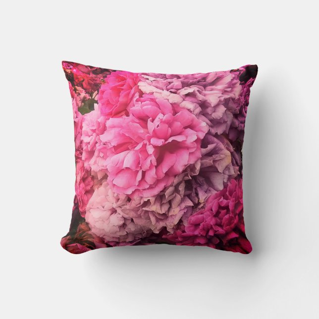 Rosa och lila blommor kudde (Framsida)