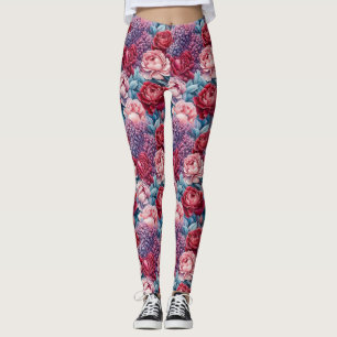 Rosa och Lila blommor Leggings
