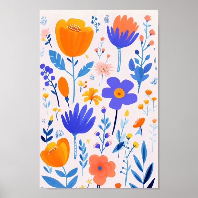 Rosa och Lila blommor Poster (Framsidan)