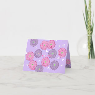 Rosa och Lila blommor Tack för att du fick födelse Kort