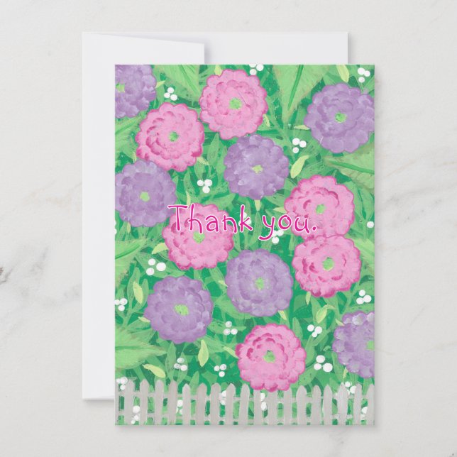 Rosa och Lila blommor tackkort Tack Kort (Framsida)