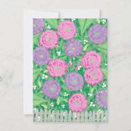Rosa och Lila blommor tackkort Tack Kort