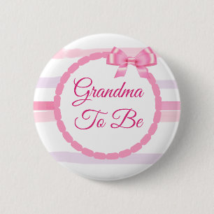 Rosa och Lila Bow Grandma to be Baby Shower Knapp