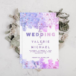 Rosa och Lila Bröllop i modern konstnärlig miljö Inbjudningar