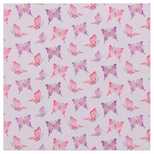 Rosa och Lila Butterflies Tyg