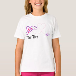 Rosa och Lila Butterfly Heart-anpassat T Shirt