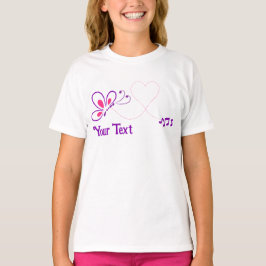 Rosa och Lila Butterfly Heart-anpassat T Shirt