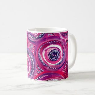 Rosa- och Lila-cirklar och trådlös originalkonst Kaffemugg