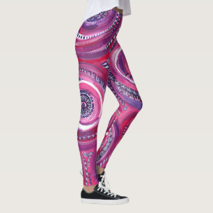 Rosa- och Lila-cirklar och trådlös originalkonst Leggings