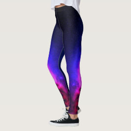 Rosa och Lila Cloudy Nebula Milky Way Galaxy Space Leggings