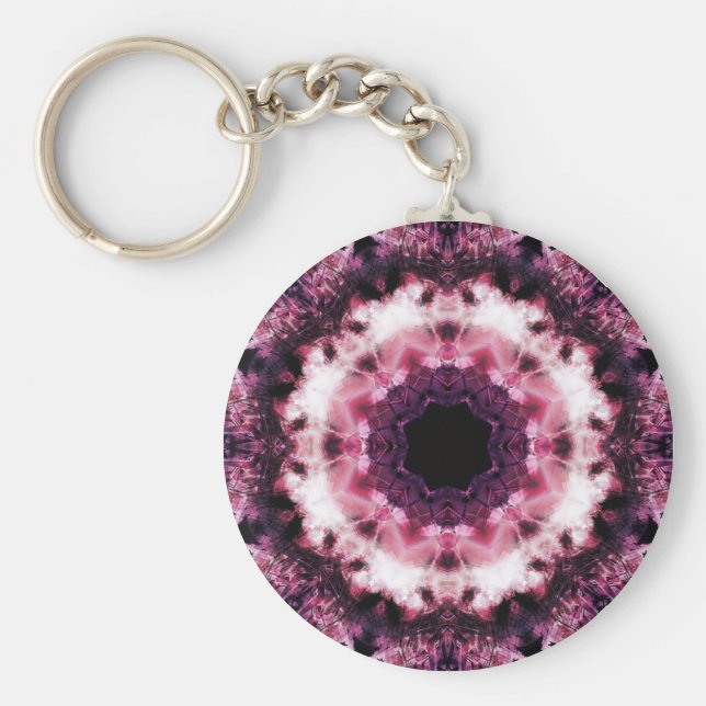 Rosa och Lila Crystal Mandala Keychain Nyckelring (Framsidan)