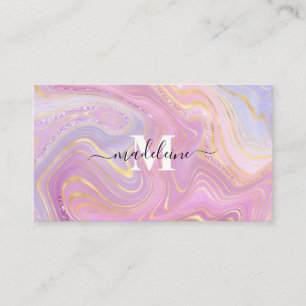  Rosa och Lila Crystal Marble Iridescent Agate Visitkort