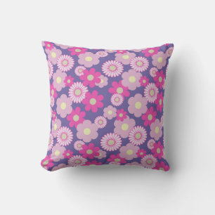 Rosa och Lila Cushion Small Blommigt Soffa Kudde