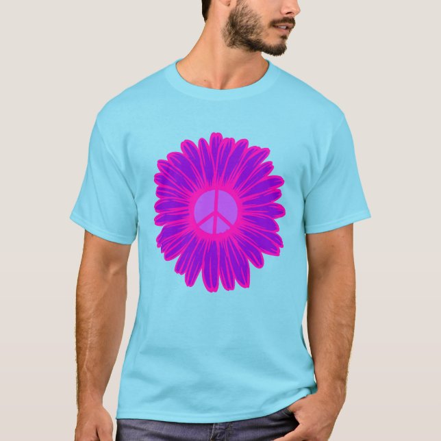 Rosa och Lila Daisy för fred T Shirt (Framsida)