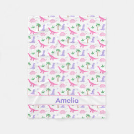 Rosa och Lila Dinosaurs - Girls Dinosaur Fleecefilt