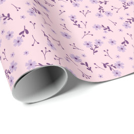 Rosa och lila Ditsy blommönster Presentpapper