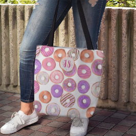 Rosa och Lila Donut Anpassat namn Baker Tygkasse
