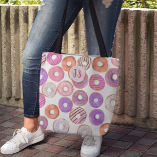 Rosa och Lila Donut Anpassat namn Baker Tygkasse