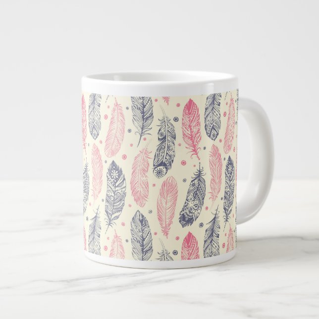 Rosa och Lila etnisk fertil Mönster Jumbo Mugg (Framsida höger)