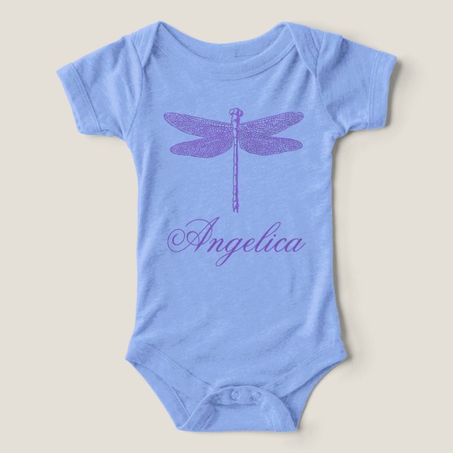 Rosa och Lila Fantasy Dragonfly T Shirt (Design Framsida)