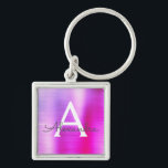 Rosa och Lila Faux Stainless Steel Monogram Fyrkantig Silverfärgad Nyckelring<br><div class="desc">Shock rosa och Lila Ombre Faux Stainless Steel Metallic Elegant Keychain. Dessa nyckelkedjor kan anpassas så att de omfattar ditt första och första namn. Dessa nyckelringar gör underbar födelsedag,  möhippa eller bachelorette-parti till fördel.</div>